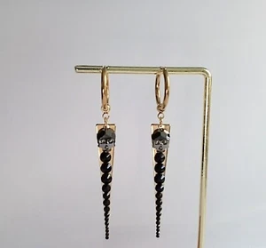 Totenkopf Kristall Ohrhänger Creolen, 18 Karat vergoldet, Gold/Schwarz/Gunmetal - Bild 1 von 1