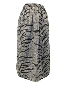 Womens Vintage Skirt Sz 10 Long Black Grey Midi Loose Fit Textured Linen 70’s - Picture 1 of 7