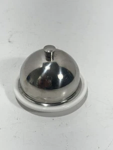 Fortessa Butter Dish Cloche Porcelain Base Stainless Steel Dome Made In Italy - Picture 1 of 5