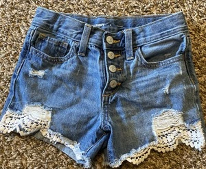 Old Navy High Rise Denim Jean Shorts, Size 8 Girls - Picture 1 of 3