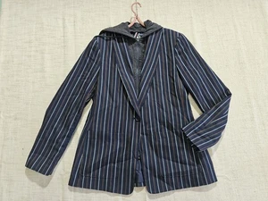Tommy Hilfiger Women's Navy Multi-Color Striped Layered Jacket Size 14 - Picture 1 of 11