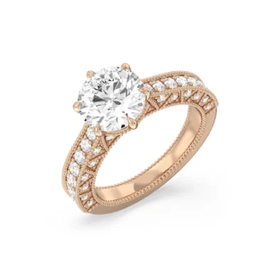 Women 18k  Rose Gold Women Ring Lab Grown Round 2.25 Carat IGI Certified Diamond - Picture 1 of 10