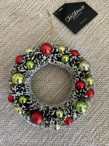 Bottle Brush Wreath Christmas Ornament Vintage Style Flocked Ornaments 5" NWT - Picture 1 of 5