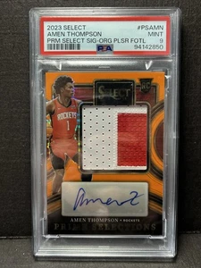 2023-24 Panini Select Amen Thompson Auto Patch RC Orange Pulsar Prizm /30 PSA 9 - Picture 1 of 4