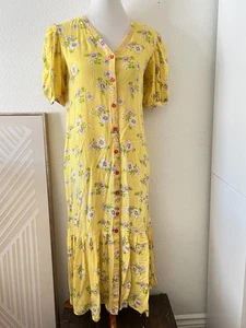 Handmade Vintage Womens Daisy Print House Duster Maxi Dress Sz L Mumu - Picture 1 of 10