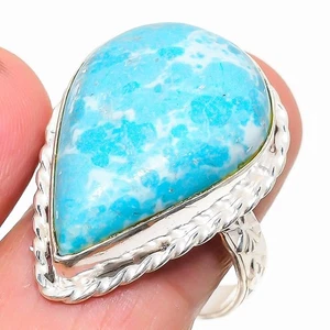 Anillo Caribeño Larimar Piedras Preciosas Plata de Ley 925 Talla 9 W350 - Imagen 1 de 6