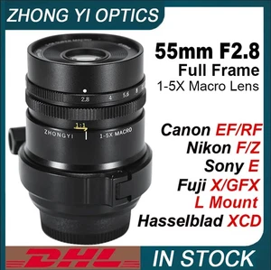 Zhongyi Mitakon 55mm F2.8 1-5X Macro Lens Full Frame for EF/RF/F/E/X/GFX/L Mount - Picture 1 of 6