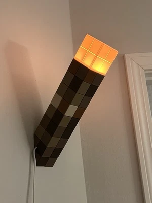 Mine C raft Inspired Torch Lamp, Hang On The Wall Or Set On Tabletop. - Image 1 of 4