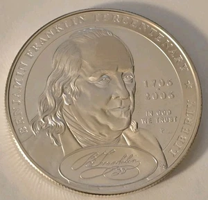 2006-P Ben Franklin Tercentenary 300th Anniversary Commemorative Silver Dollar  - Picture 1 of 2