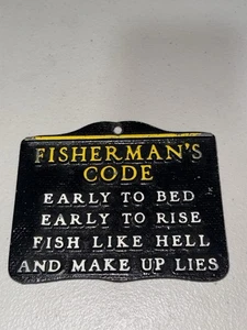 Letrero de metal pequeño colgante de pared código de pescador vintage - Imagen 1 de 5