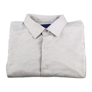 Camicia elegante David Donahue Fusion uomo taglia 18,5/XXL beige mini pois cotone morbido - Foto 1 di 18