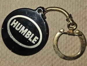 1971 black HUMBLE GAS KEY CLUB Houston Texas Key Chain Happy Motoring 🚗🚗 - Picture 1 of 2