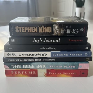 Creepy Girl 7 Book Bundle - The Shining, The Bell Jar, Girl Interrupted Etc. - Picture 1 of 2