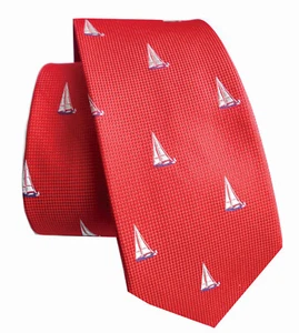 Schiffe Seidenkrawatte rot weiss blau von Laco made in German - Set 7K11 - Bild 1 von 2