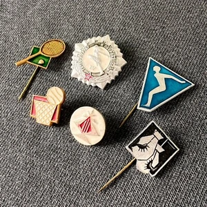 Set of 6 Soviet Sport Hobby Enamel Pins Badges USSR Lapel Collector Badges Flair - Picture 1 of 7