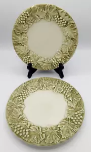 Two Williams Sonoma Napa Sage Green 8.75” Salad Plates Embossed Grape Leaf - Picture 1 of 7
