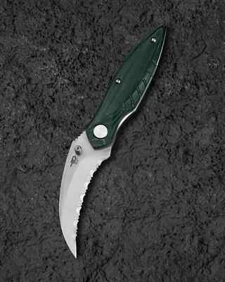 Bestech Knives Mantidae Folding Knife 3" Serrated 14C28N Steel Blade Micarta - Image 1 of 4