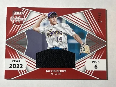 2022 Panini Elite Extra Edition Jacob Berry First Round Materials Red /49 Miami - Image 1 of 4