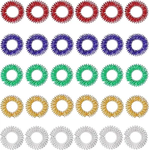 30 Pieces Acupressure Rings Spiky Sensory Rings for Fingers Stress Relief Fidget - Picture 1 of 12