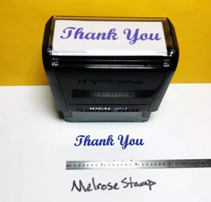 Thank You Rubber Stamp Purple Ink Self Inking Ideal 4913 - Picture 1 of 1