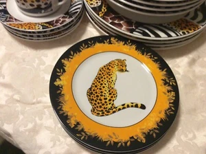 FC porcelain animal printdinner plates set 20 Pcs giraffe zebra leopard safari - Picture 1 of 10
