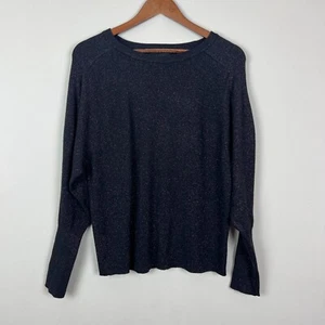 Express Sweater Womens Large Black Pink Metallic Ribbed Knit Balloon Sleeve NEW - Picture 1 of 10