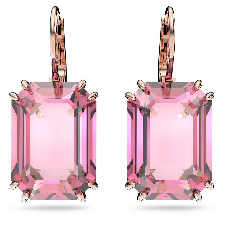 Swarovski Millenia Drop Earrings Octagon Cut - Pink - Rose Gold-Tone Plated