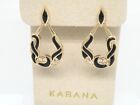 Authentic Kabana 14k Yellow Gold, Diamond, Black Onyx Inlay Dangle Earring NEW