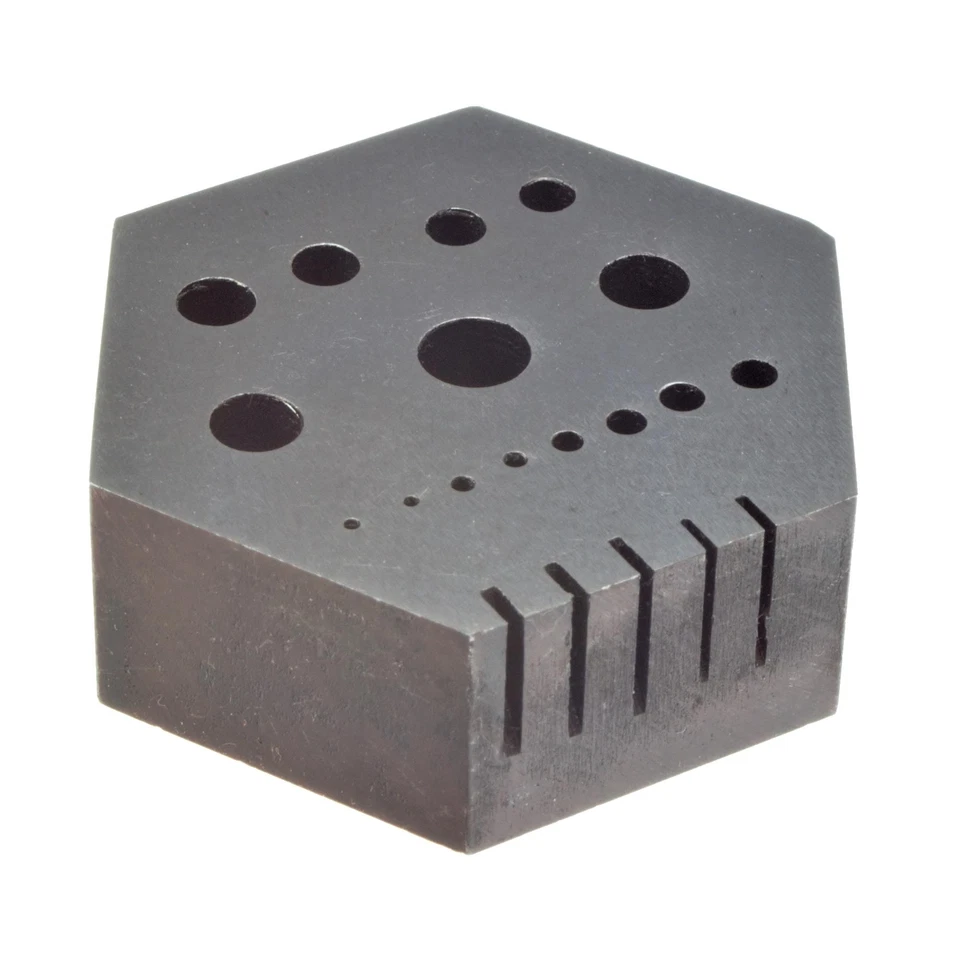 AURIFEX Hexagonal rivet anvil made of tool steel with 15 holes and 5 grooves - Image 1 of 1