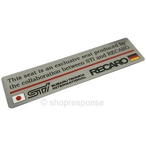 OEM / JDM Subaru ST915024S020 STi x Recaro Seat Aluminum Emblem Genuine Part - Bild 1 von 3