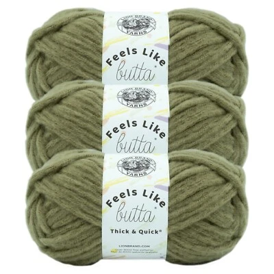 (3 Pack) Lion Brand Yarn 155-172T Feels Like Butta Thick & Quick Yarn, Olive - Image 1 of 4