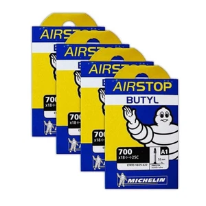 Michelin Airstop Butyl Inner Tube 4-PACK Bundle 700x18-25c w/ 52mm Presta Valve - Picture 1 of 2