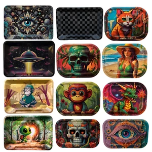 Rolling Tray Small Metal Tray Holder Rolling Trays Various Design By Mystic City - Picture 1 of 25