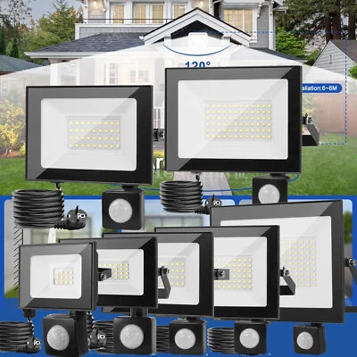 DENOTIP Foco exterior LED inundador con enchufe detector de movimiento faro reflector DE