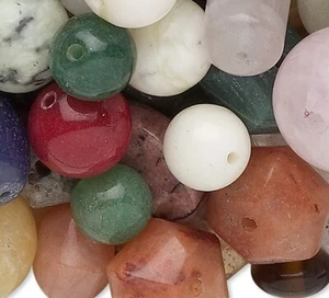 Multi-Gemstone B Grade Bead Mix of 400 Assorted Shapes, Sizes & Colors 1 Pound  - Picture 1 of 2