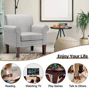 Modern Accent Chair w/Arm Comfy Upholstered Single Sofa Armchair for Living Room - Picture 1 of 12