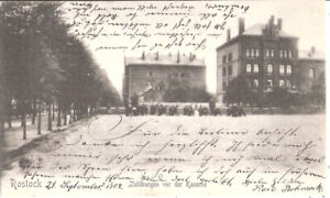 ROSTOCK Mecklenburg Kompanie angetreten Zielübungen vor der Kaserne 21.9.1904 ge