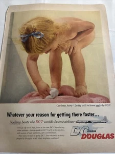 1956 Douglas DC-7 Airplane Magazine Ad, Little Girl 10x14 - Picture 1 of 13
