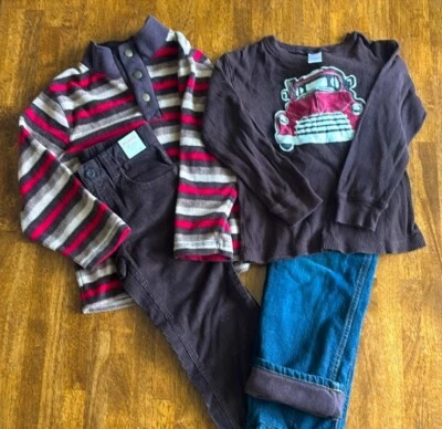 Boys Gymboree Fall 4pc Set Fleece, Shirt, Corduroy Pants, & Lined Jeans Sz 6 - Image 1 of 4