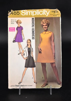 Vestido de Colección Corte 1969 Simplicity Costura Patrón 8485 Mujer Miss Diseñador Talla 12 Foto 1 de 4