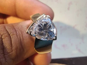 Trillion Cut Moissanite Diamond Ring Wedding Groom Ring Engagement Ring For Him - Picture 1 of 10