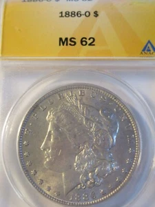 1886-O MORGAN SILVER DOLLAR ANACS MS62 - Picture 1 of 4