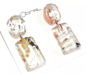 Sobral Minas Gerais Araxa Angular Inclusion Beads Artist Made Post Earrings - Picture 1 of 7