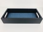 Wooden Vanity Tray 12x6x2” Home Decor Solid Dark Wood Fabric Lined Key Tie Tray