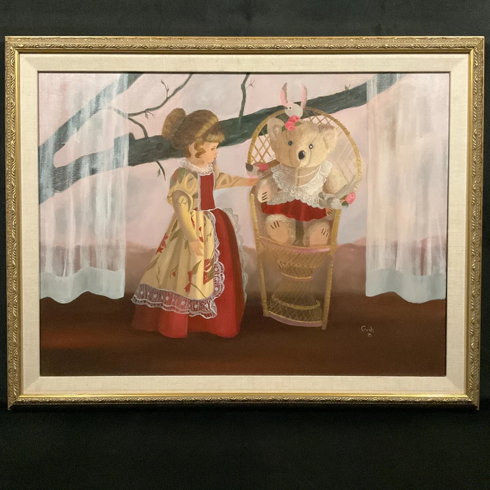 Anita Gish, в рамке сюрреализм стиль оригинальный масло на холсте "Tabitha & друзья" - Изображение 1 из 4