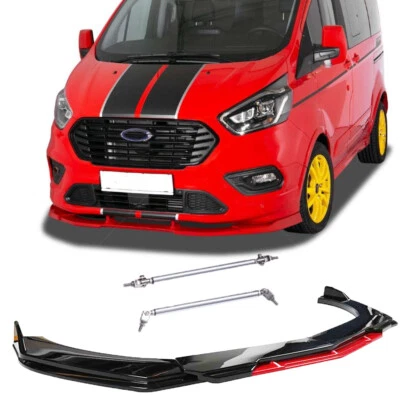 Red&Black Car Front Bumper Splitter Lip + Strut Rods For Ford Transit Connect - Image 1 of 4