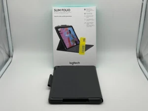 Logitech Slim Folio Keyboard Case for Apple iPad 7th 8th 9th Generation Graphite - Picture 1 of 6