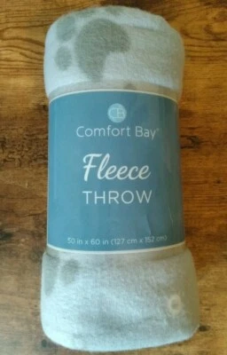 Comfort Bay Light & Dark Gray Puppy Paw Print Fleece Throw Blanket 50in× 60in  - Image 1 of 2