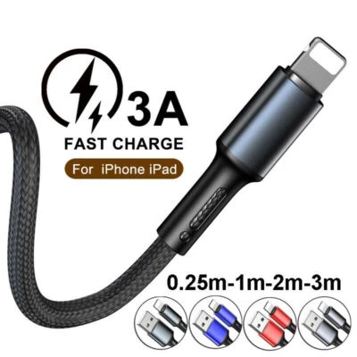 1M 2M 3M Extra Long USB Fast Charge Charger Cable For iPhone 11 12 13 14 Pro Max - Image 1 of 4