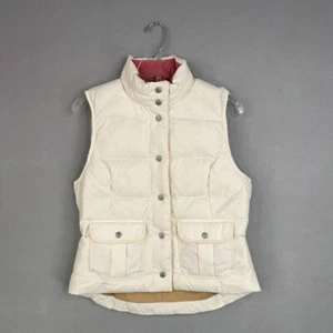 Ralph Lauren Vest Womens Medium White Down Puffer Pink Corduroy Collar Polo Jean - Picture 1 of 13
